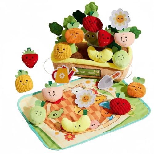 Cioquli Baby Spielzeug 6 Monate, 10PCS Obst Plüschtier Set, Montessori Spielzeug ab 6 Monate mit Rasseln, Spielmatte, Fördert Sensorik & Motorik, Geschenk für Spielzeug ab 6 Monate von Cioquli