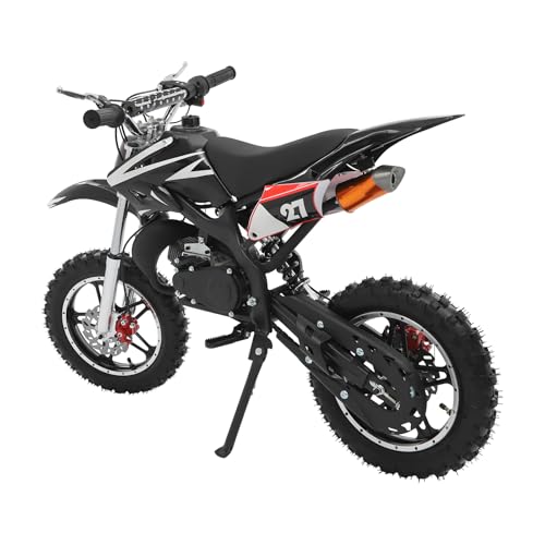 Kinder Dirtbike 49cc 2-Takt Motorrad für 8-14 Jahren mit Hand-Zug-Start 45 km/h Höchstgeschwindigkeit für Outdoor Abenteuer mit Rutschfesten Reifen und Scheibenbremsen (Black) von Ciounmb