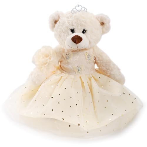 Cisina Quinceanera Puppe Quitte Teddybär mit Kleid, Quinceanera Dekorationen für Mädchen, Geschenke, OSO De Peluche para 15 Años Con Vestido, Centro De Mesa Muñecas para 15 Años Quinceañeras-Champane von Cisina