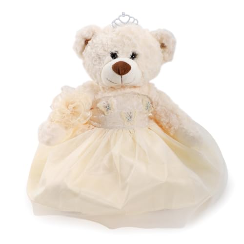 Quinceanera Puppe Quitte Teddybär mit Kleid, Quinceanera Dekorationen für Mädchen, Geschenke, OSO De Peluche para 15 Años Con Vestido, Centro De Mesa Muñecas para 15 Años Quinceañeras (Champane) von Cisina