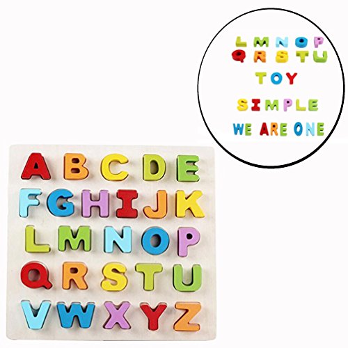Cisixin Holzpuzzle ABC Buchstaben Holzspielzeug, Bestes Holzspielzeug für Spielerisches Lernen des Alphabet Motorikspielzeug ab 2 Jahre Legespiel Geschenk für Kinder von Cisixin