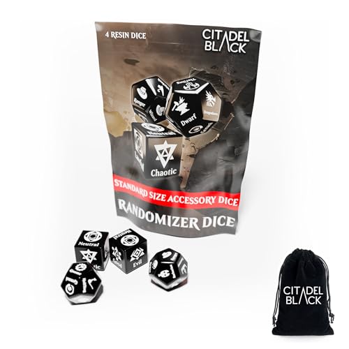 Citadel Black Charakter-Zahlen-Würfel-Set, zufällige Auswahl, für Charaktere oder NPCs, hergestellt für Dungeons and Dragons 5. Edition und andere Tisch-Rollenspiele. Citadel Black Charakter-Zahlen-Würfel-Set, zufällige Auswahl, für Charaktere oder NPCs, hergestellt für Dungeons and Dragons 5. Edition und andere Tisch-Rollenspiele. von Citadel Black