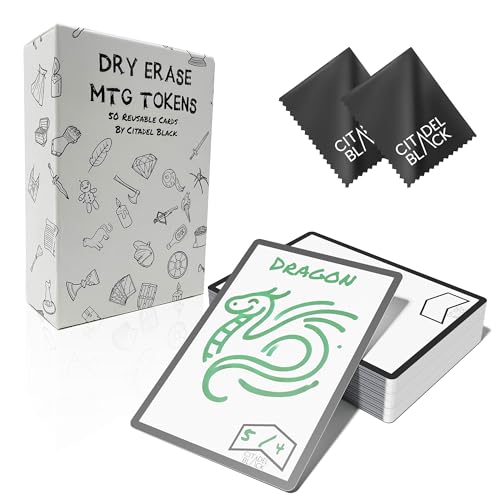 Citadel Black Dry Erase MTG Tokens Set mit 50 Karten – mit 2 Radiergummis, wendbar, wiederverwendbar, doppelseitig, Universal-Token, Proxy-Karte, MTG TCG Citadel Black Dry Erase MTG Tokens Set mit 50 Karten – mit 2 Radiergummis, wendbar, wiederverwendbar, doppelseitig, Universal-Token, Proxy-Karte, MTG TCG von Citadel Black