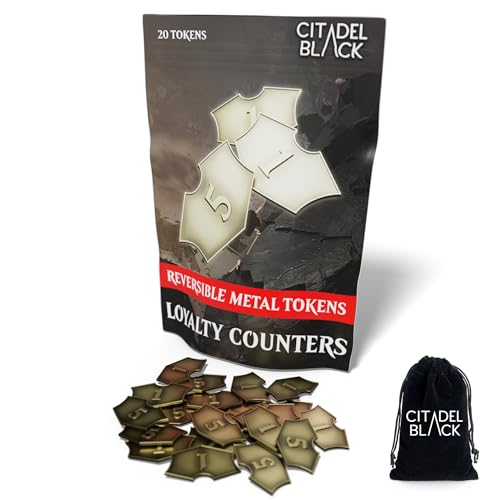 Citadel Black MTG Wendbare Treuezähler Set mit 20 Metall-Token - mit Kordelzugbeutel, antikes Gold-Finish, Metall-Token, entworfen für Magic: The Gathering Citadel Black MTG Wendbare Treuezähler Set mit 20 Metall-Token - mit Kordelzugbeutel, antikes Gold-Finish, Metall-Token, entworfen für Magic: The Gathering von Citadel Black