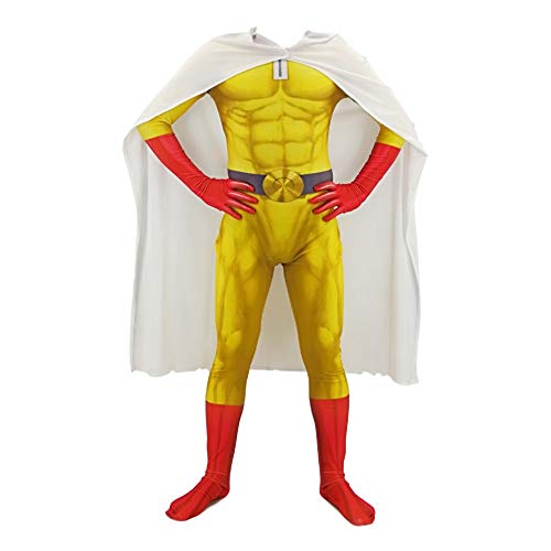 Ciyoulio Saitama Kostüm Anime Cosplay Bodysuit Herren Saitama Overall mit Umhang Kopfbedeckung Set Enge Kampfanzug Uniform Verkleidung für Halloween Comic Con-Performance Ciyoulio Saitama Kostüm Anime Cosplay Bodysuit Herren Saitama Overall mit Umhang Kopfbedeckung Set Enge Kampfanzug Uniform Verkleidung für Halloween Comic Con-Performance von Ciyoulio