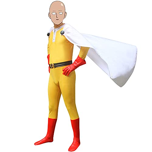 Ciyoulio Saitama Kostüm Anime Cosplay Bodysuit Herren Saitama Overall mit Umhang Kopfbedeckung Set Enge Kampfanzug Uniform Verkleidung für Halloween Comic Con-Performance Ciyoulio Saitama Kostüm Anime Cosplay Bodysuit Herren Saitama Overall mit Umhang Kopfbedeckung Set Enge Kampfanzug Uniform Verkleidung für Halloween Comic Con-Performance von Ciyoulio