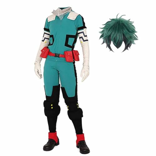 MHA Midoriya Izuku Cosplay Kostüm Grün Kampfanzug Uniform Perücke Komplettes Set Rollenspiel Outfits Anime MHA Halloween Kostüm Party Karneval Anzug von Ciyoulio