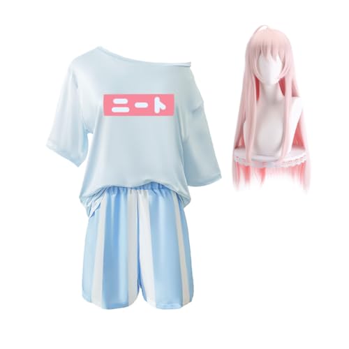Mahiro Oyama Cosplay Kostüm Mahiro Oyama Blau T-Shirts Shorts Komplettes Set Anime Rollenspiel Outfits Halloween Party Karneval Kostüm Casual Daily Suit von Ciyoulio