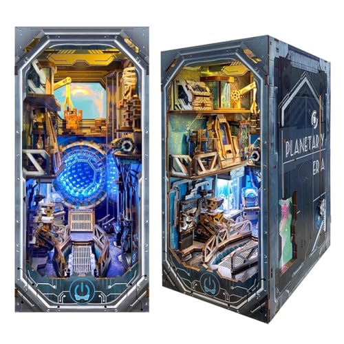Cjeuxnr Book Nook Kit DIY Puppenhaus Miniatur Kit, Bücherregal Einsatz Dekor, 3D Holzpuzzle Booknook Miniatur Kit mit Möbeln für kreative Ssembled Buchstützen von Cjeuxnr