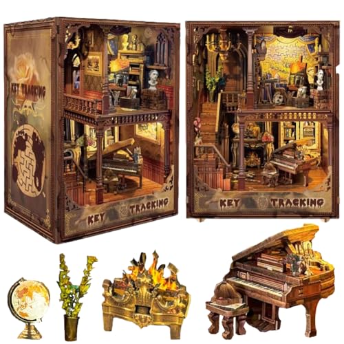 Cjeuxnr Booknook Tiny House Bücherregal Dekor 3D Holzpuzzle Book Nook Kit - DIY Miniaturhaus Puppenhaus Kit für Erwachsene und Jugendliche, Geschenke für Familie, Freunde (SQ-31) von Cjeuxnr