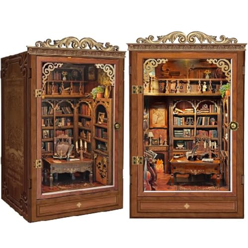 Cjeuxnr Booknook Tiny House Bücherregal Dekor 3D Holzpuzzle Book Nook Kit - DIY Miniaturhaus Puppenhaus Kit für Erwachsene und Jugendliche, Geschenke für Familie, Freunde (SQ-47) von Cjeuxnr