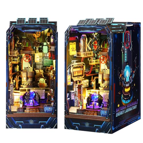 Cjeuxnr DIY Book Nook Kit, 3D Wooden Puzzle Dollhouse Kit Booknook Miniature Kit DIY Book Nook Kits for Adults and Teens Tiny House Bookshop Memories Model (Laboratory) von Cjeuxnr