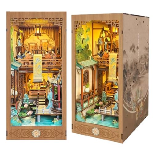 Cjeuxnr DIY Book Nook Kit:DIY Dollhouse Booknook with LED Light - 3D Wooden Puzzle Miniature House Kits - Creative Crafts for Adults - Bookshelf Insert Decor - Gifts Friends Festival Cjeuxnr DIY Book Nook Kit:DIY Dollhouse Booknook with LED Light - 3D Wooden Puzzle Miniature House Kits - Creative Crafts for Adults - Bookshelf Insert Decor - Gifts Friends Festival von Cjeuxnr