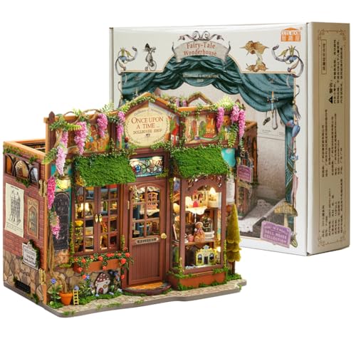 Cjeuxnr DIY Miniatur Puppenhaus Kit, Book Nook Szene Making Kit mit Licht, Papier Art-Deco-Stil, 12 x 17 x 22 cm, kreatives Bastel-Bauset für Erwachsene (F-068-A) von Cjeuxnr