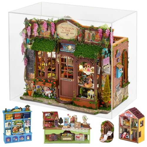 Cjeuxnr DIY Miniatur Puppenhaus Kit, Book Nook Szene Making Kit mit Licht, Papier Art-Deco-Stil, 12 x 17 x 22 cm, kreatives Bastel-Bauset für Erwachsene (F-068-B) von Cjeuxnr