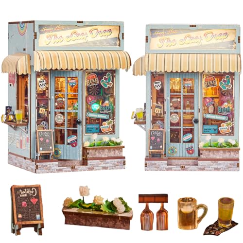 Cjeuxnr DIY Puppenhaus Holz Buchstützen Book Nook Modellbau Kit mit LED-Licht Kreativität Geschenk für Geburtstage Weihnachten Halloween Cjeuxnr DIY Puppenhaus Holz Buchstützen Book Nook Modellbau Kit mit LED-Licht Kreativität Geschenk für Geburtstage Weihnachten Halloween von Cjeuxnr