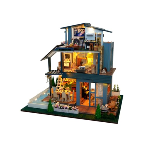 Cjeuxnr Miniatur Holz Puppenhaus DIY Kit, 3D Villa Gebäude Modell, Kreative Zimmer Geschenkidee für Erwachsene Freund Liebhaber (Sunshine Forest Villa-Y) von Cjeuxnr