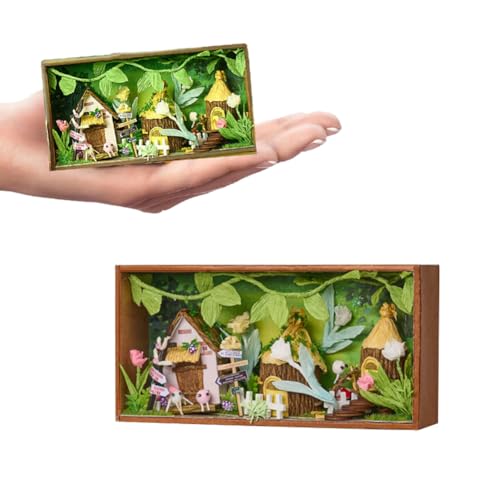 Four Season Kit - DIY Miniature House Dollhouse Kit for Adults and Teens, Tiny House Bookshelf Decor 3D Wooden Puzzle, Gifts for Family Friends (Spring) von Cjeuxnr