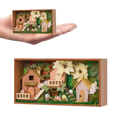 Four Season Kit - DIY Miniature House Dollhouse Kit for Adults and Teens, Tiny House Bookshelf Decor 3D Wooden Puzzle, Gifts for Family Friends (Summer) von Cjeuxnr