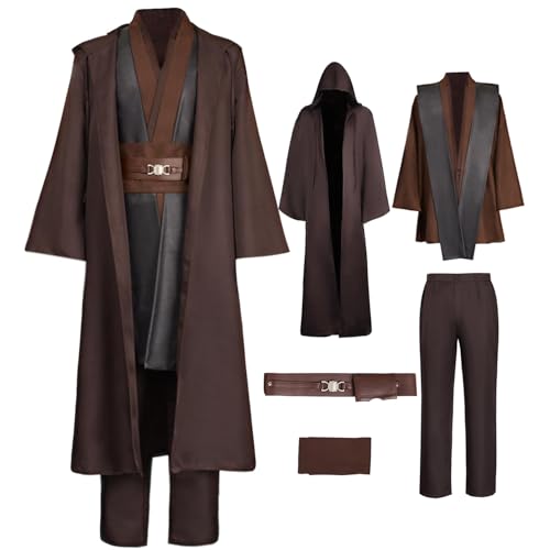 Tunika-Kostüm Jedi Cosplay Kostüm Herren Halloween Anakin Skywalker Cosplay Kostüm Tunika Bademantel Komplettset - Schwarz - Small von ClSSTEV