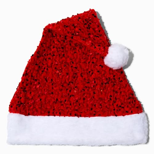 Claire's Weihnachtsmütze mit Pailletten, Samt, Rot von Claire's