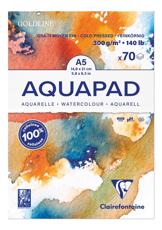 Clairefontaine Goldline Aquarellblock 300g/m² A5 70 Blatt von Clairefontaine