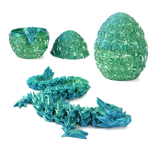 Claofoc 3D Gedruckte Dracheneier mit Drachen im Inneren, Drachen Fidget Spielzeug für Erwachsene, Kristall Drachen Ostereier Dracheneier, Dekoration als Geschenk (Rose-Bule Green) von Claofoc