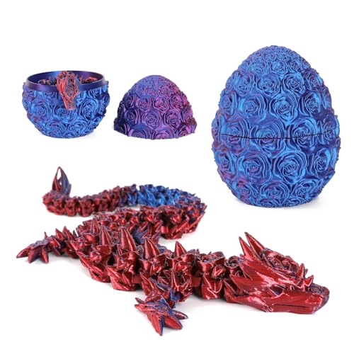Claofoc 3D Gedruckte Dracheneier mit Drachen im Inneren, Drachen Fidget Spielzeug für Erwachsene, Kristall Drachen Ostereier Dracheneier, Dekoration als Geschenk (Rose-Purple) von Claofoc