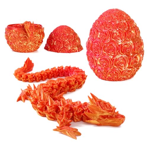 Claofoc 3D Gedruckte Dracheneier mit Drachen im Inneren, Drachen Fidget Spielzeug für Erwachsene, Kristall Drachen Ostereier Dracheneier, Dekoration als Geschenk (Rose-Red Orange) von Claofoc