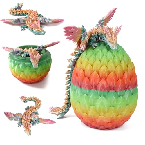 Claofoc 3D Gedruckte Dracheneier mit Drachen im Inneren, Drachen Fidget Spielzeug für Erwachsene, Kristall Drachen Ostereier Dracheneier, Dekoration als Geschenk (Rose-red Gradient Green) von Claofoc