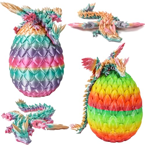 Claofoc 3D Gedrucktes Drachenei Drache in Ei Geheimnisvolle Realistische Drachen Figuren 3D Drache im Ei Easter Dracheneier Wohnkultur Geschenke Spielzeug(2PCS D) von Claofoc