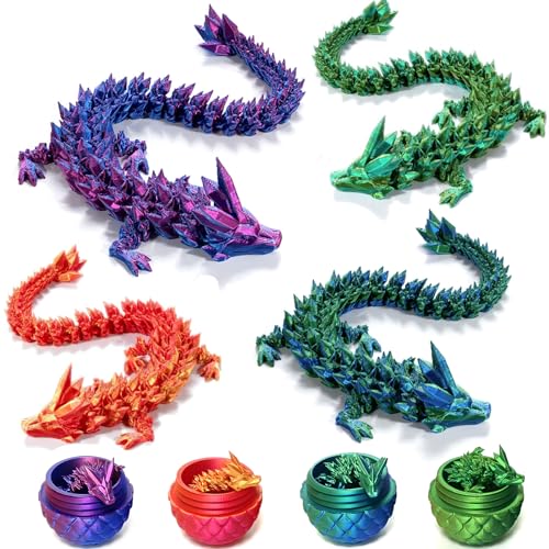 Claofoc 3D Gedrucktes Drachenei Geheimnisvolle Dracheneier mit Drachen im Inneren Heimbüro Schreibtischdekoration Erwachsene Kinder Geschenke Spielzeug (4PCS) von Claofoc