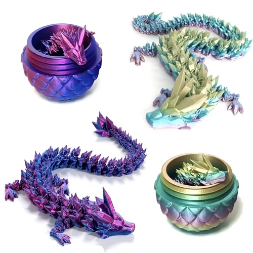 Claofoc 3D Gedrucktes Drachenei Geheimnisvolle Dracheneier mit Drachen im Inneren Heimbüro Schreibtischdekoration Erwachsene Kinder Geschenke Spielzeug (Laser Purple+Rainbow Colors) von Claofoc