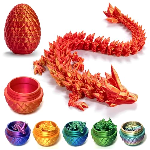 Claofoc 3D Gedrucktes Drachenei Geheimnisvolle Dracheneier mit Drachen im Inneren Heimbüro Schreibtischdekoration Erwachsene Kinder Geschenke Spielzeug (Laser Red) von Claofoc