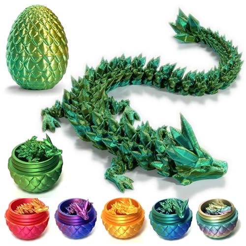 Claofoc 3D Gedrucktes Drachenei Geheimnisvolle Dracheneier mit Drachen im Inneren Heimbüro Schreibtischdekoration Erwachsene Kinder Geschenke Spielzeug (Laser Yellow Green) von Claofoc