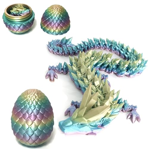 Claofoc 3D Gedrucktes Drachenei Geheimnisvolle Dracheneier mit Drachen im Inneren Heimbüro Schreibtischdekoration Erwachsene Kinder Geschenke Spielzeug (Rainbow Colors) von Claofoc