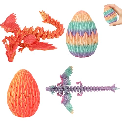 Claofoc 3D Gedrucktes Drachenei mit Drache 2 Teiliges Easter Mini 8cm Drache im Ei Figuren Realistische Drachenzähmen Leicht Gemacht Geheimnisvolle Drachen Spielzeug (2 Stück A) von Claofoc