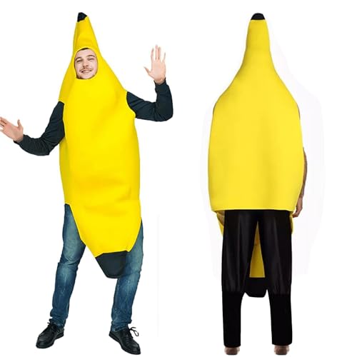 Claofoc Bananen Kostüm für Erwachsene Deluxe Outfits Set für Halloween Valentinstag Anziehparty und Rollenspiel Cosplay von Claofoc