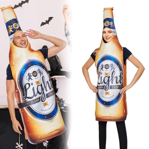 Claofoc Bierflaschen Kostüm für Männer Lustiges Essenskostüm Realistischer Bierflaschen Onesie Oktoberfest Halloween Cosplay Outfits von Claofoc