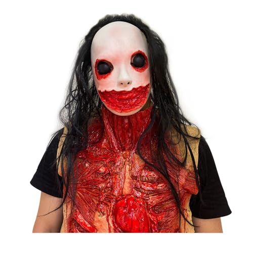 Claofoc Blutiger Darm Gruselige Torso Brust Gefälschte Leiche Halloween Requisite Organ Gefälschte Körperteile mit Horror Zombie-Maske Spukhaus Cosplay Kostüm (2-Pack) von Claofoc