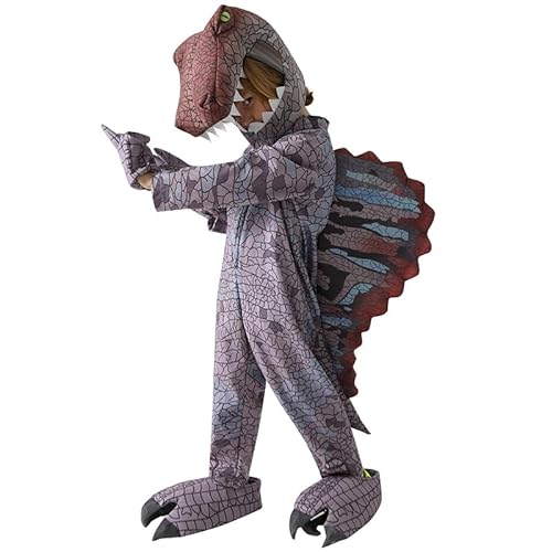 Claofoc Drachen Kostüm Kinder Drache Cosplay Dino Outfit Overall Maske Jungen Mädchen Halloween Karneval Dress Up (M) von Claofoc