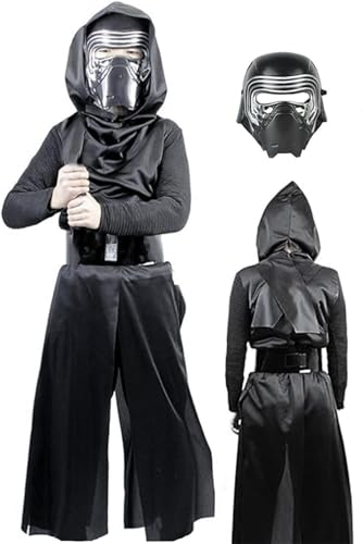 Claofoc Kylo Ren Kostüm für Kinder Black Series Kylo Ren Kostüm mit Kylo Ren Maske Helm Halloween Karneval Darth Vader Cosplay Kostüm (L) von Claofoc