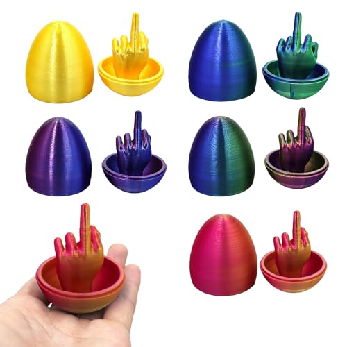 Claofoc Mittelfinger Osterei 5 Stück Mehrfarbige Ostereier, Überraschungs Mittelfinger Drachenei Geschenke für Erwachsene 3D Gedruckte Easter Korbfüller von Claofoc