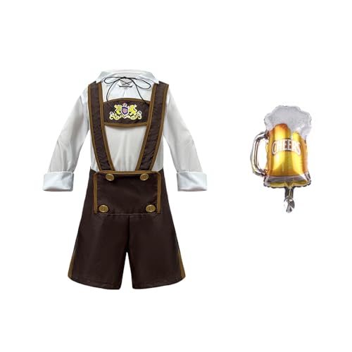 Claofoc Oktoberfest Lederhose für Kinder Jungen Mädchen Trachten Lederhose mit Hüte Oberteile Aufblasbare Bierkrüge Bayerische Beer Costume Cosplay Claofoc Oktoberfest Lederhose für Kinder Jungen Mädchen Trachten Lederhose mit Hüte Oberteile Aufblasbare Bierkrüge Bayerische Beer Costume Cosplay von Claofoc