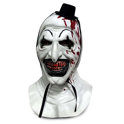 Claofoc Terrifier Maske Art The Clown Kostüm Halloween Maske Cosplay Kostüm Horror Blutig Accessoire von Claofoc