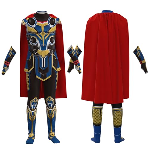 Claofoc Thor Kostüm Kinder Superhelden Thor Deluxe Jumpsuits Herren Fancy Outfit Marvel Kostüm Herren Halloween Karneval Cosplay Kostüm (L) von Claofoc
