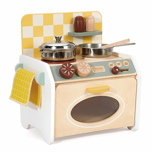 Classic World Mini-Küche | Holz-Mini-Küchenset für Kinder | Spielküche aus Holz für Jungen und Mädchen ab 3 Jahren | fördert die Entwicklung von Kommunikationsfähigkeiten und Feinmotorik von Classic World