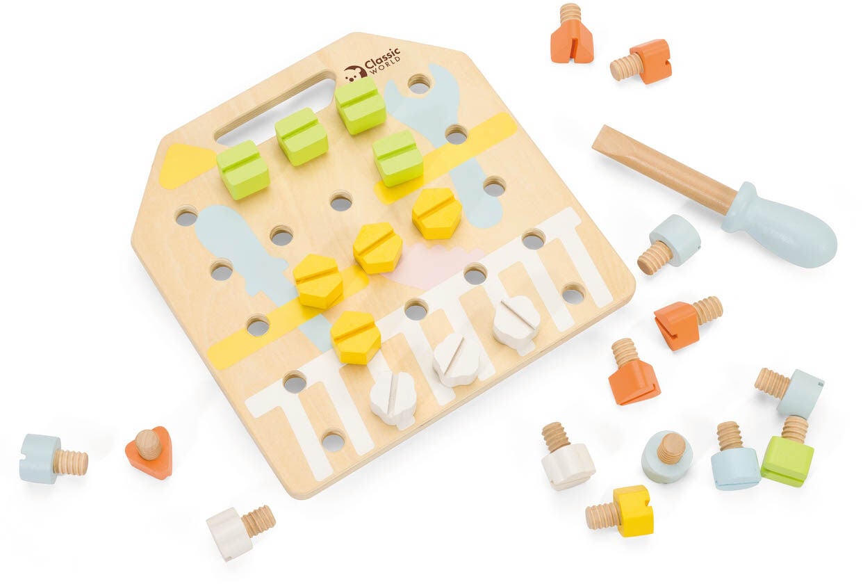 ClassicWorld Holzspielzeug Schraubenbrett, Babyspielzeug von Classic World