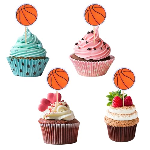 Classicseali 40 Stück Basketball Cake Topper,Cupcake Deko Basketball,Kuchen Topper Geburtstag Basketballs,Happy Birthday Caketopper für Geburtstagsfeiern,Basketball-Mottopartys von Classicseali