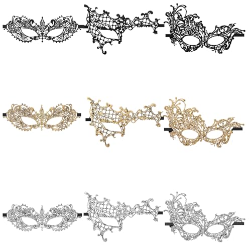 Classicseali 9 Stück Venezianische Maske Damen,3 Formen Spitze Masken für Maskenball,Masquerade Mask,Maske Venezianisch für Halloween,Karneval,Prom,Ball,und Abendveranstaltungen Classicseali 9 Stück Venezianische Maske Damen,3 Formen Spitze Masken für Maskenball,Masquerade Mask,Maske Venezianisch für Halloween,Karneval,Prom,Ball,und Abendveranstaltungen von Classicseali